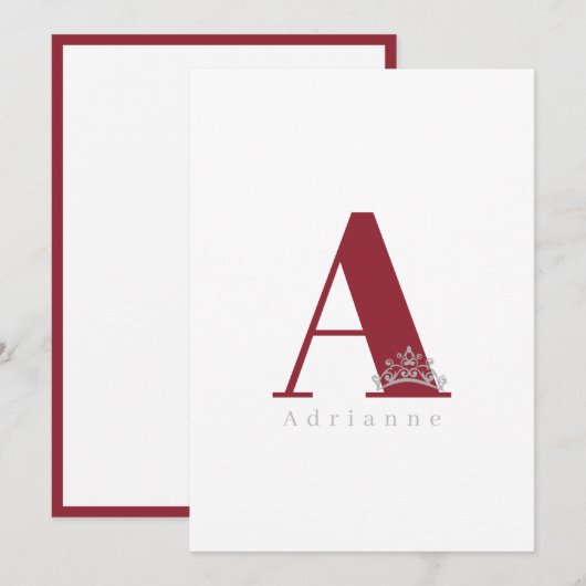 Miss Pageant Bridal Crown Note Card-Cranberry Notitiekaartje (Voorkant / Achterkant)