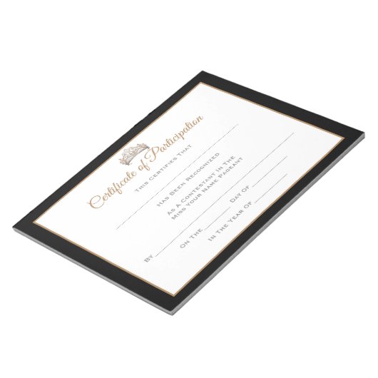 Miss Pageant Certificates-Deelnemer Notitieblok (Schuin)