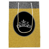 Miss Pageant Crown Gold FX Glitter Gift Bag Medium Cadeauzakje (Achterkant)