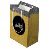 Miss Pageant Crown Gold FX Glitter Gift Bag Medium Cadeauzakje (Achterkant Gekanteld)
