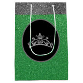Miss Pageant Crown Green FX GlitterGift Bag Medium Cadeauzakje (Achterkant)