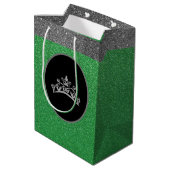 Miss Pageant Crown Green FX GlitterGift Bag Medium Cadeauzakje (Achterkant Gekanteld)
