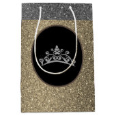 Miss Pageant Tiara Crown Gold FX GlitterGift Bag Medium Cadeauzakje (Voorkant)