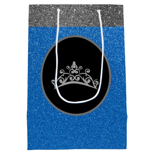 Miss Pageant Tiara Crown Royal FX Glitter Gift Bag Medium Cadeauzakje (Achterkant)