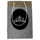 Miss Pageant Tiara Crown Silver FX GlitterGift Bag Medium Cadeauzakje (Voorkant)