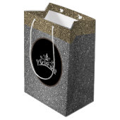 Miss Pageant Tiara Crown Silver FX GlitterGift Bag Medium Cadeauzakje (Achterkant Gekanteld)