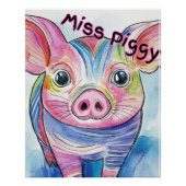 Miss Piggy Waterverf Poster voor kinderen (Voorkant)