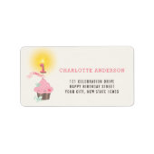 Miss Pink Cupcake Girl 1e verjaardag Etiket (Voorkant)