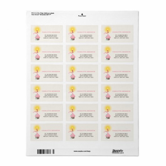 Miss Pink Cupcake Girl 1e verjaardag Etiket (Full Sheet)