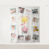 Miss Pink Cupcake Meisje Verjaardag 12 Foto Achter Wandkleed (Voorkant)