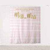 Miss Pink Stripes Boho Chic Bridal achtergrond Wandkleed (Voorkant)
