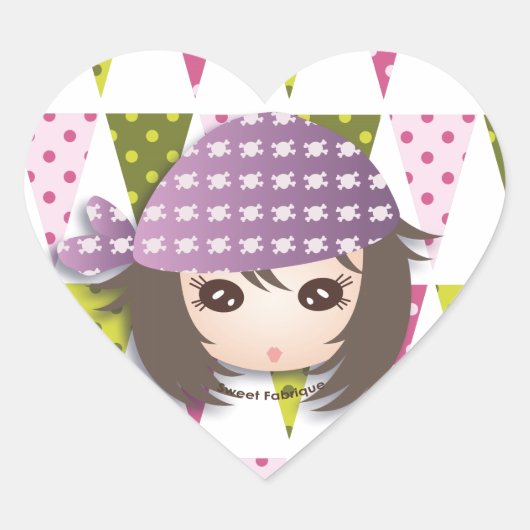 Miss Pirate-labels - Kiwi Doll-collectie Hart Sticker (Voorkant)