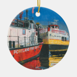 Miss Portland brandweervaartuig en Casco Bay veerb Keramisch Ornament
