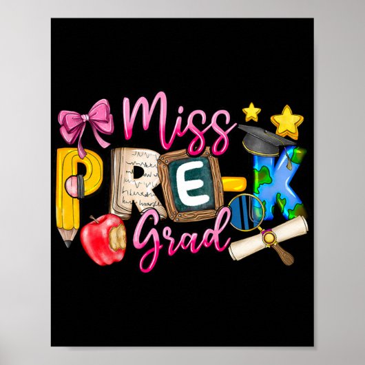 Miss Pre-k Afstudeerder Afstuderen Shirt Meisje Ki Poster (Voorkant)
