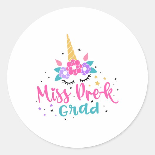 Miss Pre-k Afstudeerder Preschool Afstuderen Meisj Ronde Sticker (Voorkant)