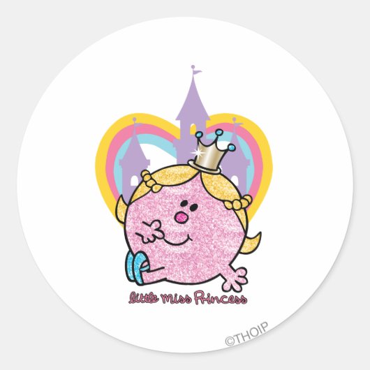 Miss Princess Posing met Castle & Heart Ronde Sticker (Voorkant)