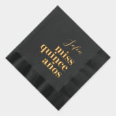 Miss Quince Años Zwart en Goud Folie Servetten (Rechts)