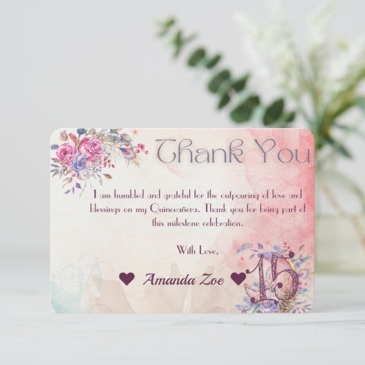 Miss Quince bedankje Bedankkaart (Staand voorkant)