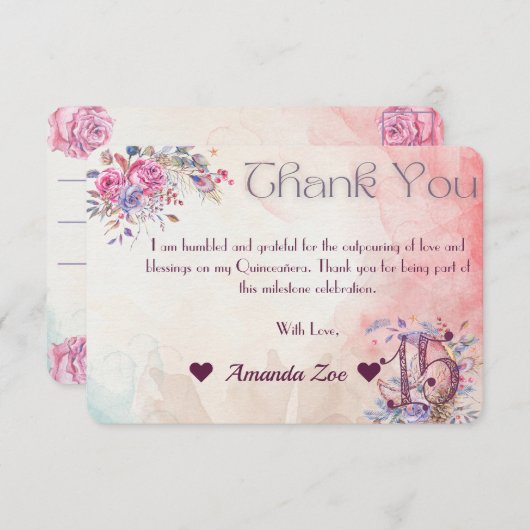 Miss Quince bedankje Bedankkaart (Voorkant / Achterkant)