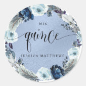 Miss Quince, Spaans, Blauwe bloemenkrans Ronde Sticker (Voorkant)