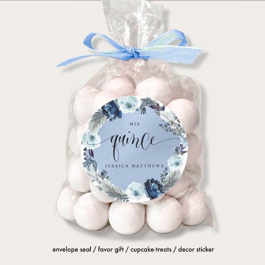 Miss Quince, Spaans, Blauwe bloemenkrans Ronde Sticker