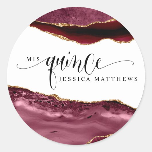 Miss Quince, Spaans, Bourgogne rood, Berry Agaat Ronde Sticker (Voorkant)
