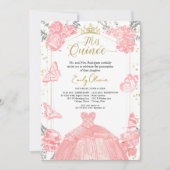 Miss Quince uitnodiging Tweetalige roze jurk Bloem (Voorkant)