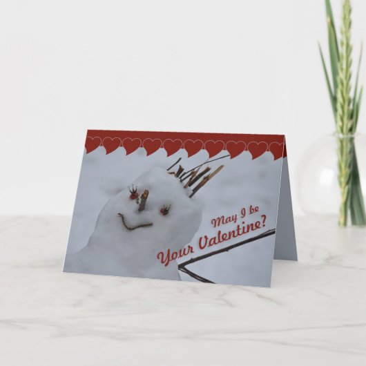 Miss Snowman CC0382 Valentijn Wenskaart Feestdagen Kaart (Voorkant)