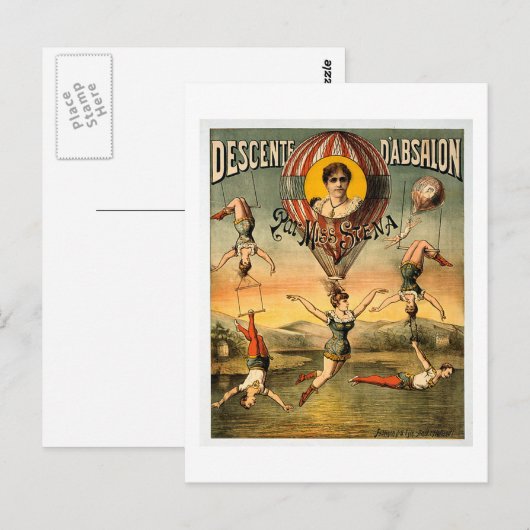 Miss Stena Flying Trapese  Circus Poster Briefkaart (Voorkant / Achterkant)