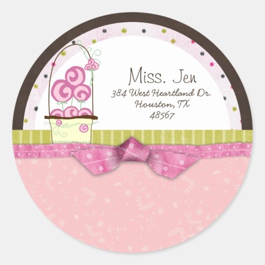 Miss. Stickers voor Jen Basket Mailing Label (Voorkant)
