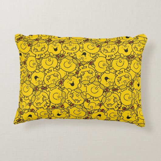 Miss Sunshine | Fun Yellow Smile Pattern Accent Kussen (Achterkant)