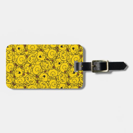 Miss Sunshine | Fun Yellow Smile Pattern Bagagelabel (Voorkant horizontaal)