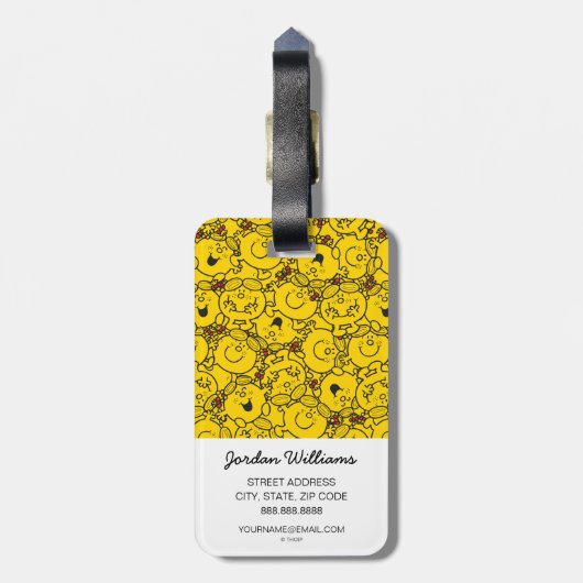 Miss Sunshine | Fun Yellow Smile Pattern Bagagelabel (Achterkant verticaal)