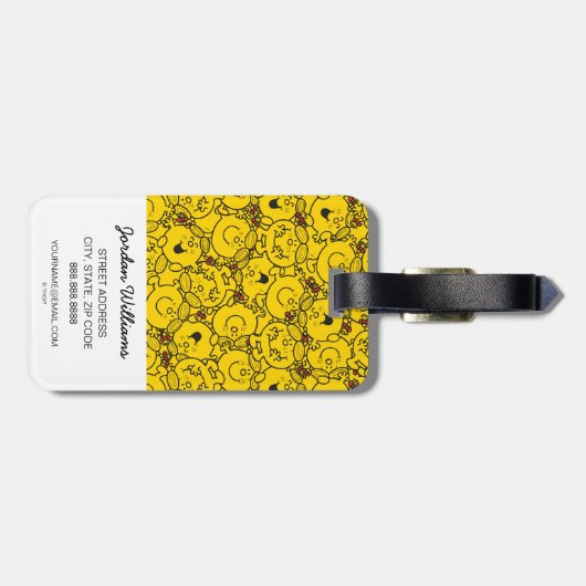 Miss Sunshine | Fun Yellow Smile Pattern Bagagelabel (Achterkant horizontaal)