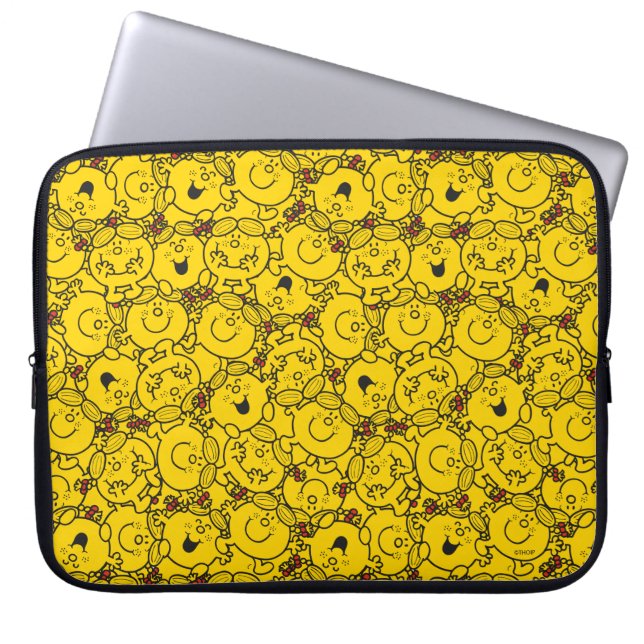Miss Sunshine | Fun Yellow Smile Pattern Laptop Sleeve (Voorkant)