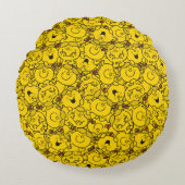 Miss Sunshine | Fun Yellow Smile Pattern Rond Kussen (Voorkant)