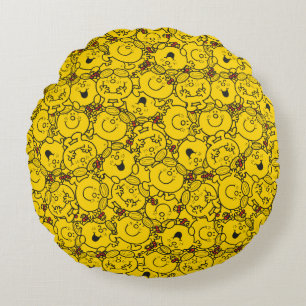 Miss Sunshine   Fun Yellow Smile Pattern Rond Kussen
