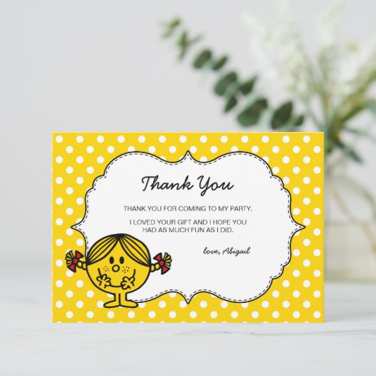 Miss Sunshine | Gele verjaardag Dankuwel Bedankkaart (Staand voorkant)