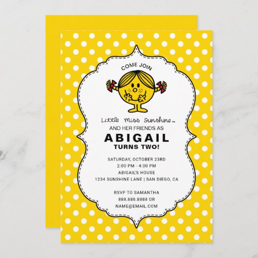 Miss Sunshine | Gele verjaardag Kaart (Voorkant / Achterkant)