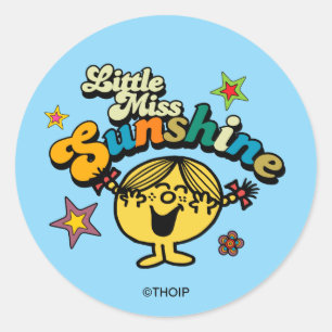 Miss Sunshine   Sterren en bloemen Ronde Sticker