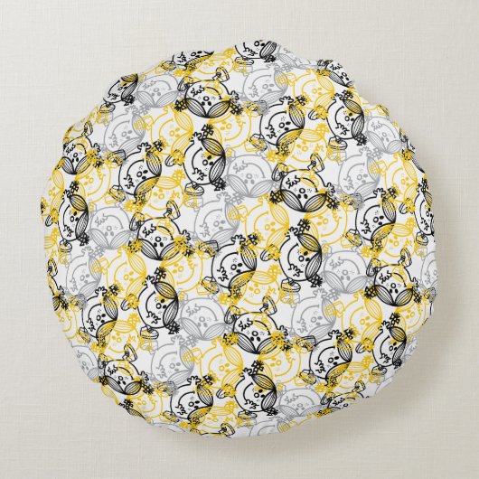 Miss Sunshine Yellow Character Pattern Rond Kussen (Achterkant)