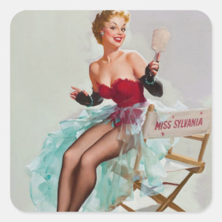 Miss Sylvania Pin-Up Girl Vierkante Sticker