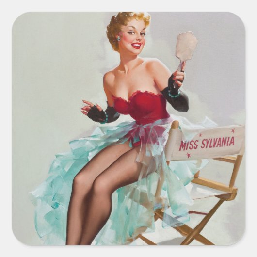 Miss Sylvania Pin-Up Girl Vierkante Sticker (Voorkant)