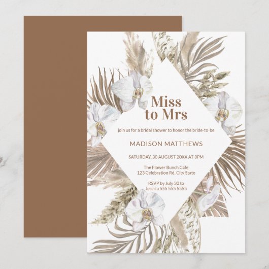 Miss Tan Copper Boho Floral Vrijgezellenfeest I Kaart (Voorkant / Achterkant)