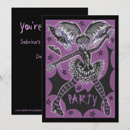 Miss Teen Halloween partijuitnodiging Kaart (Voorkant / Achterkant)