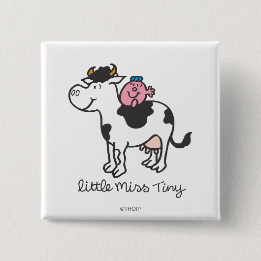 Miss Tiny | Koe Riding Vierkante Button 5,1 Cm (Voorkant)