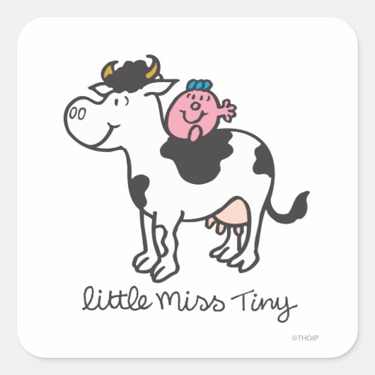 Miss Tiny | Koe Riding Vierkante Sticker (Voorkant)