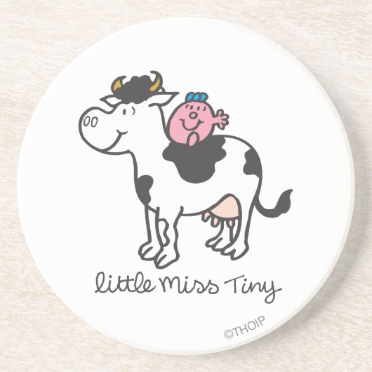 Miss Tiny | Koe Riding Zandsteen Onderzetter (Voorkant)