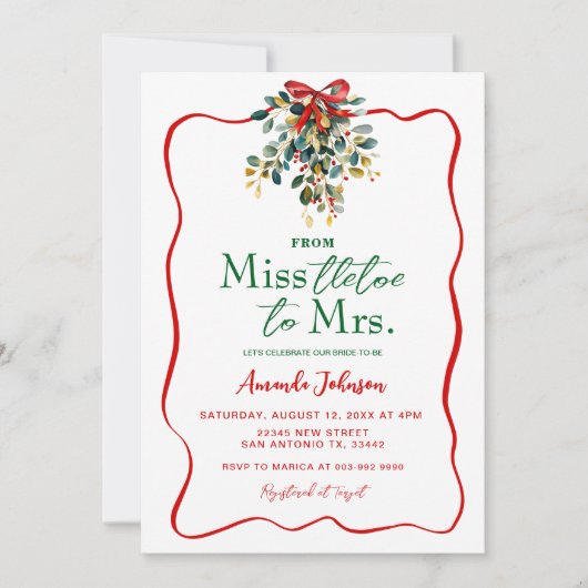 Miss-tletoe aan Mrs Christmas Vrijgezellenfeest Kaart (Voorkant)