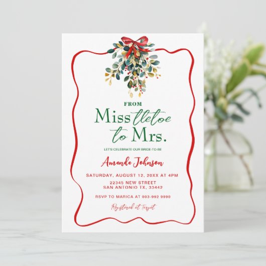 Miss-tletoe aan Mrs Christmas Vrijgezellenfeest Kaart (Staand voorkant)